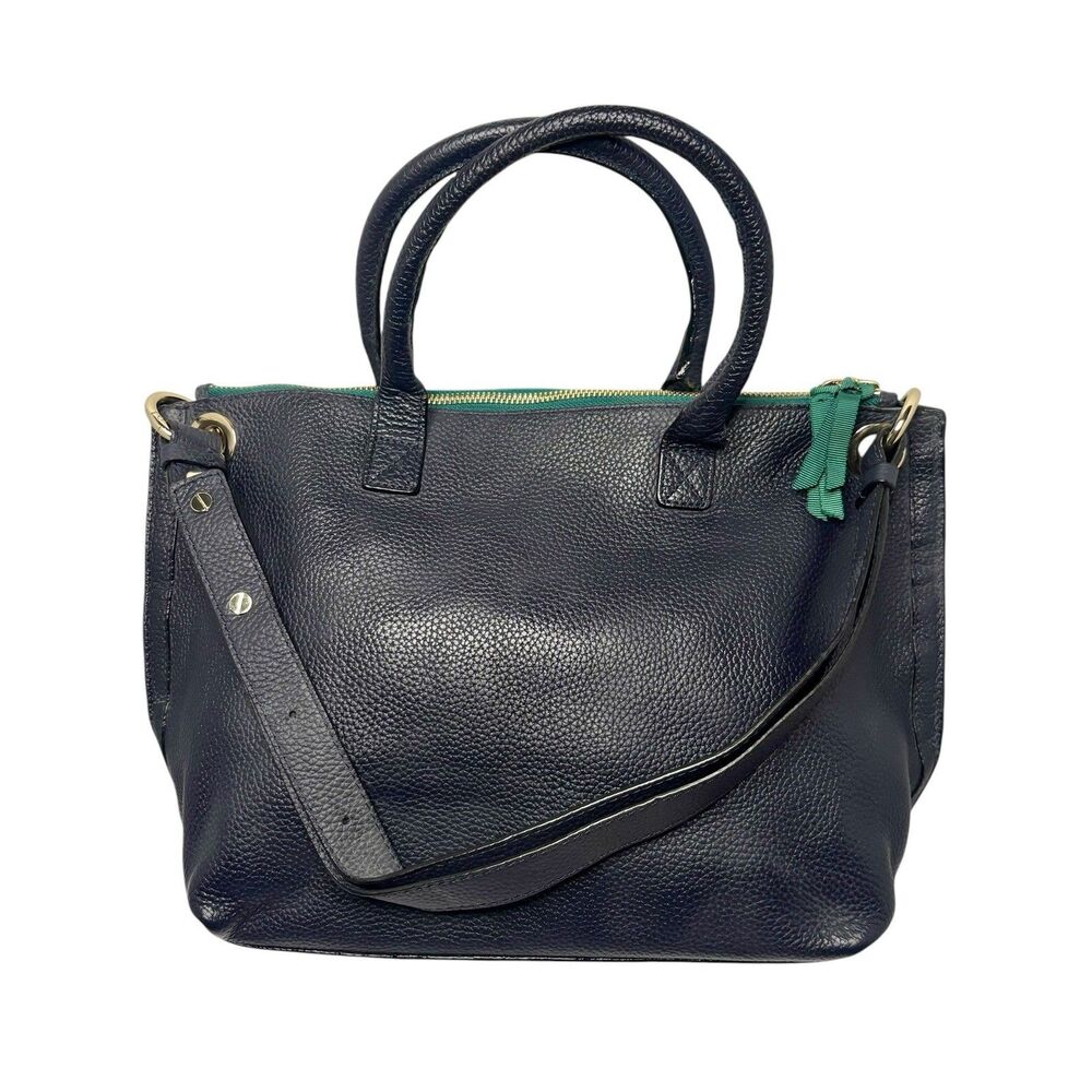 Boden Women's Navy Pebbled Leather Top Zip Handbag Shoulder Bag Purse